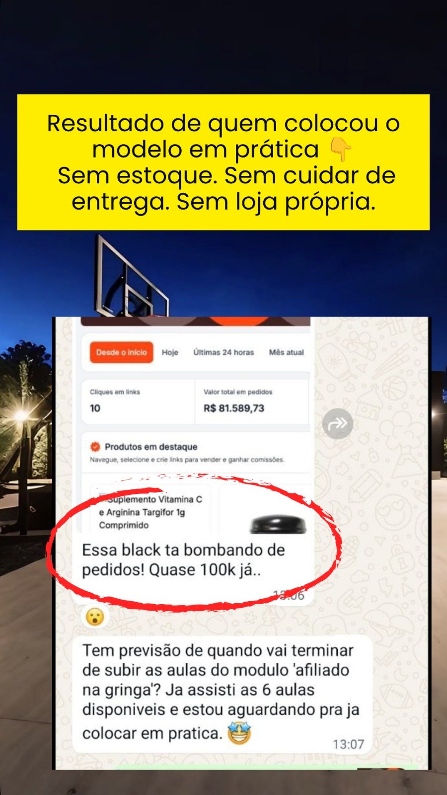 Resultado compartilhado após colocar o modelo em prática